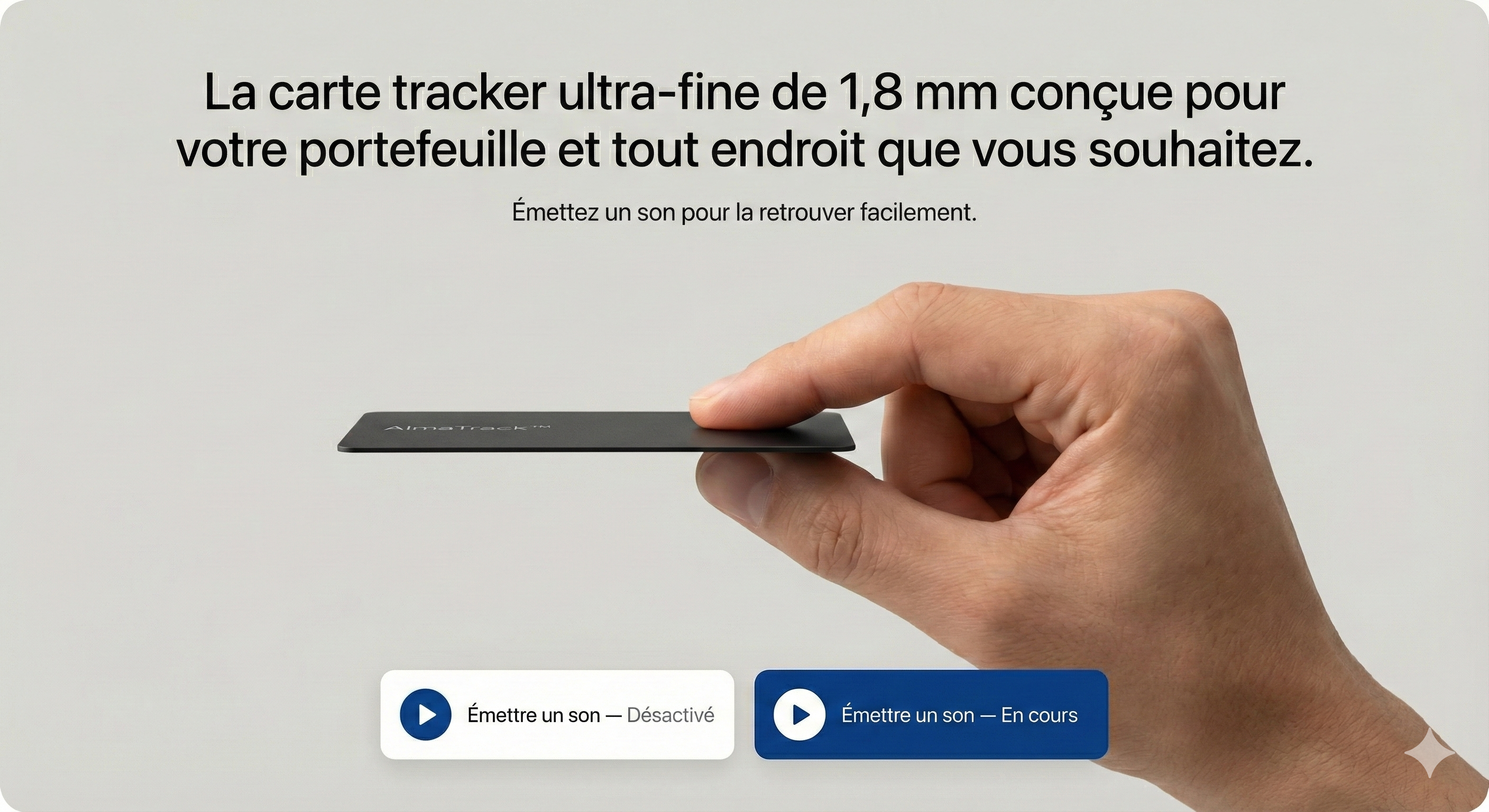 Carte Finder Alma Track™ – Localisateur Bluetooth ultra-fin (iPhone & Android)