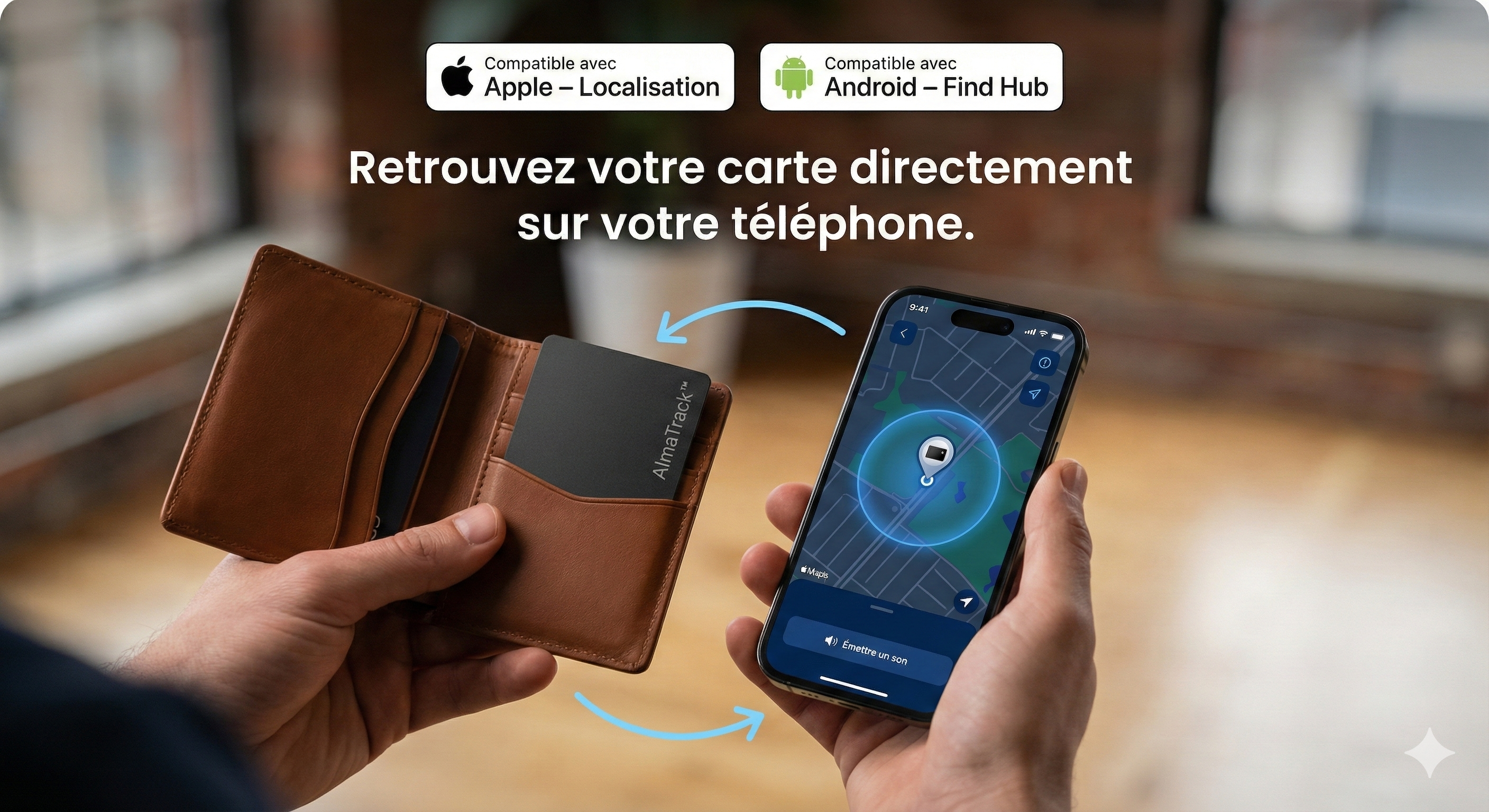 Carte Finder Alma Track™ – Localisateur Bluetooth ultra-fin (iPhone & Android)